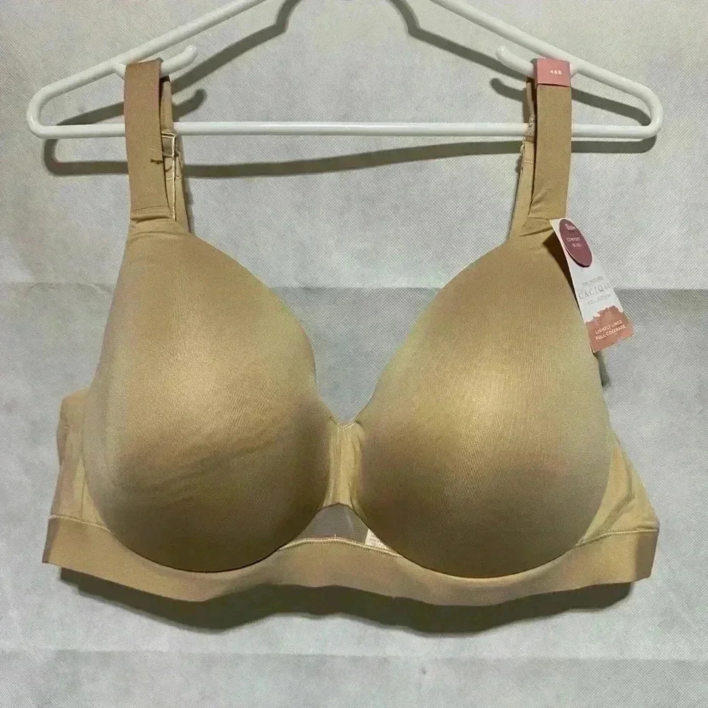 Cacique 46B Comfort Bliss Lightly Lined Max Cover No Wire Bra Beige Lane Bryant
